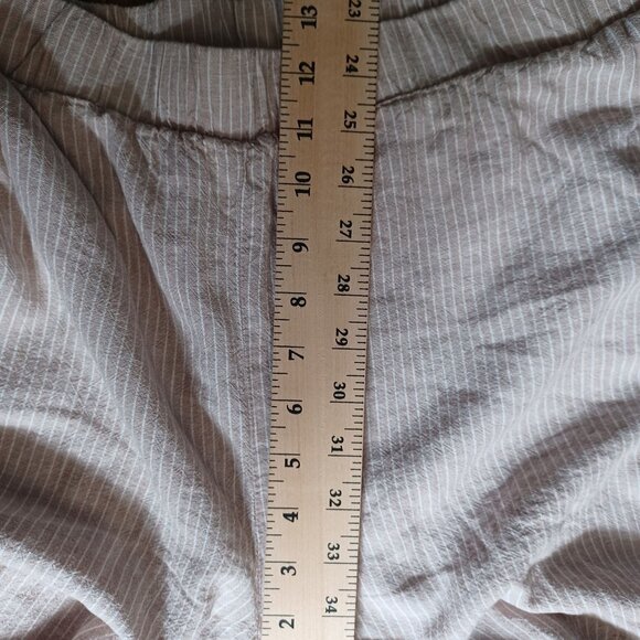 Cupio Wide Leg Pants Womens Large Linen Blend Pink Striped Lagenlook Baggy - Picture 9 of 11